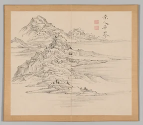 Doppelalbum mit Landschaftsstudien nach Ikeno Taiga, Band 1 Blatt 35, 18. Jahrhundert