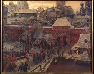 Moskau im 17. Jahrhundert, die Moskworezki-Brücke und das Wassertor