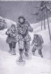 Durch wegloses Ödland nach Labrador (Donald Smith), Illustration aus Cassells Romance of Famous Lives, ca. 1940