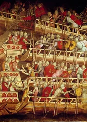Die Geschichte von Papst Alexander III (1105-81): Die venezianische Flotte siegt über die des Kaisers Friedrich Barbarossa (ca. 1123-90) 1407