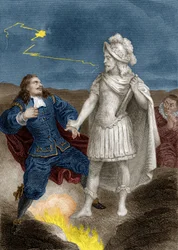 Molières Theaterstück „Don Juan“: Don Juan mit der Statue des Komturs, 1870