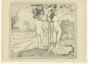 Zwei badende Frauen am Wasser (Sommer)