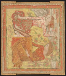 Zwei junge Mädchen in einem Obstgarten (Entwurf für einen Wandteppich), ca. 1895-1900