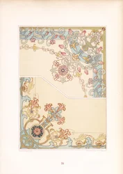 Jugendstil-Eckornamente mit Blumenmotiven