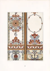Jugendstil-Paneele mit Iris- und Blumenornamenten