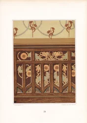 Jugendstil-Holzvertäfelung mit floralen Einlagen