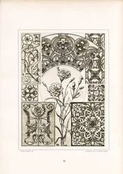 Nelkenmotive und ornamentale Oberflächenmuster in Monochrom