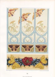 Insektenmotive in Jugendstil-Ornamenten: Schmetterlinge, Motten und Mohnblüten