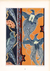 Ornamentale Friese mit stilisierten Vögeln