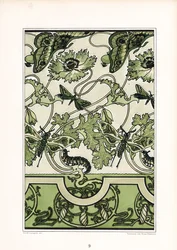 Mohnornament mit Insektenmotiven