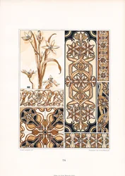 Stilisierte Lilienmotive in Brauntönen