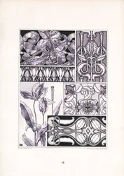 Stilisierte Lilienmotive in verschiedenen ornamentalen Formen