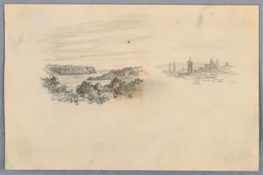 Zwei Ansichten, Landschaft und Stadtsilhouette