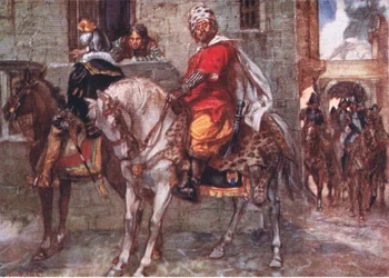 Don John kam in Luxemburg an und warf seine Verkleidung ab, Illustration aus Romance of History: The Netherlands, 1920er Jahre