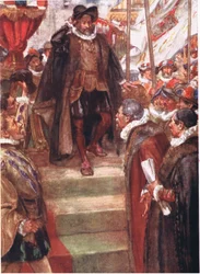 Der Prinz von Oranien kannte keinen größeren Moment als diesen, Illustration aus Romance of History: The Netherlands, 1920er Jahre