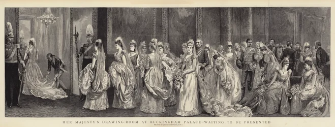 Der Zeichensaal Ihrer Majestät im Buckingham Palace, wartend auf die Vorstellung