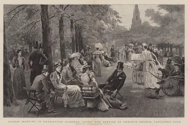 Sonntagmorgen in den Kensington Gardens, nach dem Gottesdienst in der Christuskirche, Lancaster Gate