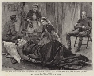 Die Nil-Expedition zur Rettung von General Gordon, Fünf-Uhr-Tee mit den Krankenschwestern im Wady Halfa