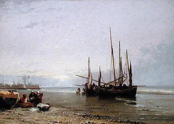 Luggers am Strand von Treport