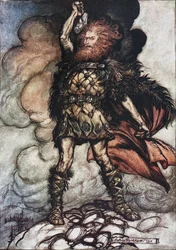 Donner, dein Herr, ruft seine Heerscharen! Illustration für Das Rheingold und Die Walküre von Richard W