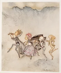 Jeder, der auf seinen Zehen trippelt, wird hier mit Mop und Mow sein, Illustration aus William Shakespeares Der Sturm, veröffentlicht 1926