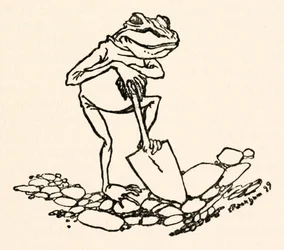 Frosch mit einem Spaten, aus Gullivers Reisen von Jonathan Swift