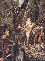 Guter Zwerg, kannst du mir nicht sagen, wo meine Brüder sind? aus den Märchen der Brüder Grimm, veröffentlicht 1909