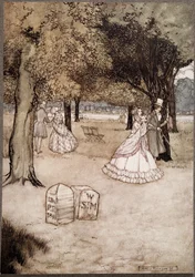 Ich denke, dass das rührendste Bild in den Gärten die beiden Grabsteine von Walter Stephen Matthews und Phoebe Phelps sind, aus Peter Pan in Kensington Gardens von J M Barrie, veröffentlicht 1906