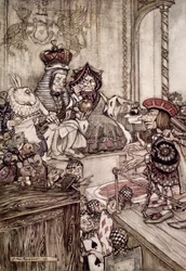 Bube vor dem König und der Königin der Herzen, Illustration zu 