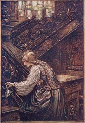 So packte sie ihn mit zwei Fingern und trug ihn nach oben, aus Die Märchen der Brüder Grimm, veröffentlicht 1909