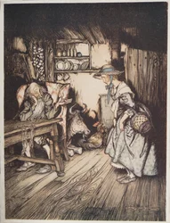 Das Häuschen im Walde, aus Brüderchen & Schwesterchen und andere Märchen der Brüder Grimm, veröffentlicht 1917