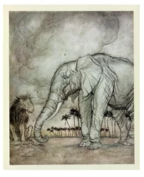 Der Löwe, Jupiter und der Elefant, Illustration aus 