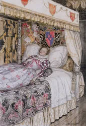 Die schlafende Prinzessin, Illustration für The Allies Fairy Book, Heinemann, 1916