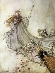 Titania, die Feenkönigin. Illustration von Arthur Rackham für Ein Sommernachtstraum von William Shakespeare