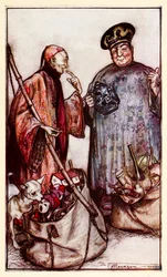 Zwei dieser Weisen... wie Hausierer unter uns (die sich mit den Dingen ausdrücken, die sie mit sich herumtragen), aus Teil III: Eine Reise nach Laputa, Balnibarbi, Luggnagg, Glubbdubdrib und Japan in Gullivers Reisen