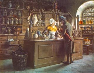 Kopie eines Gemäldes, fotografiert auf Glasplatte mit frühem Uvachrome 3-Farbprozess, ca. 1920 (Foto)