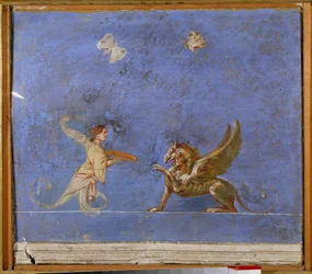 Mythologie: Eine Sirene und ein Greif, fabelhafte Kreaturen