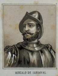 SANDOVAL, Gonzalo de (1497-1527). Spanischer Konquistador in Neuspanien (Mexiko). Stich