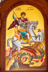 Ikone des Heiligen Georg. Kathedrale, Harissa, 2022