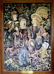 Wandteppich, der Thibault IV. von Champagne und Blanche von Kastilien darstellt