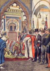 Der Präsident der Französischen Republik, Emile Loubet, besucht die Moschee von Sidi Bou Medine, Tlemcen, Algerien