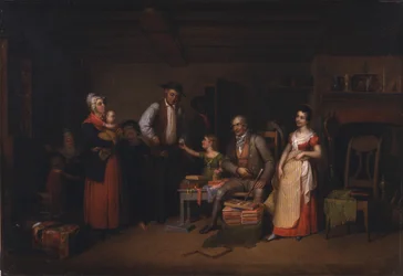 Der Hausierer zeigt seine Waren