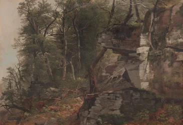 Bäume auf einem felsigen Hügel, ca. 1849