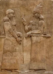 Sargon II und Würdenträger, Relief aus dem Palast von König Sargon in Khorsabad, ca. 716-713 v. Chr.