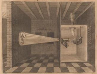 Zauberlaterne zeigt den Tod aus Ars Magna Lucis, 1671
