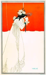 Isolde trinkt den Liebestrank von Aubrey Beardsley (1872-1898) nach der Oper von Richard Wagner Tristan und Isolde - Art Nouveau - Chromolithografie W. Griggs, The