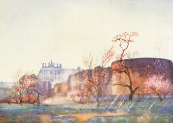 Rom: Der Lateran vom Amphitheatrum Castrense (Farblithografie)