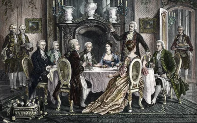 Abendessen im Haus von Emanuel Schikaneder für Wolfgang Amadeus Mozart