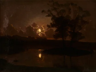 Herbstabend bei Hjortekær, Jægersborg Dyrehave, Mondschein