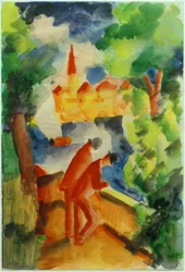 Männer auf der Terrasse am See